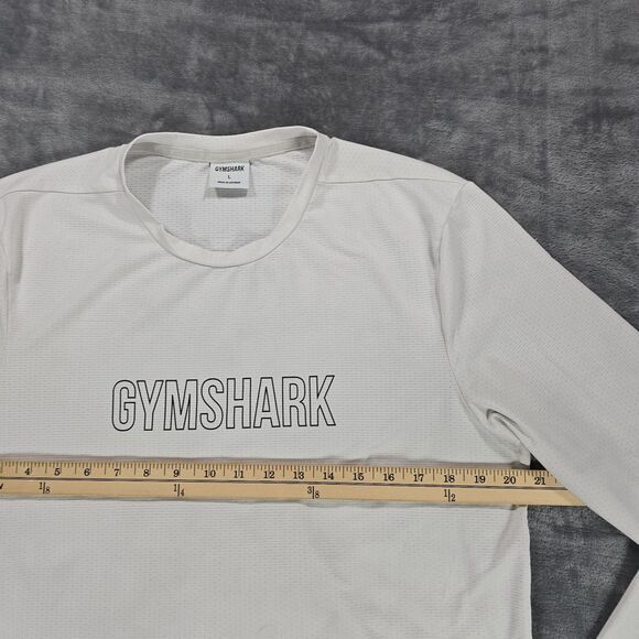 Gymshark Baselayer Shirt Men L White Breathable Athletic Performance Long Sleeve - Picture 8 of 9